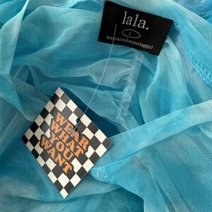 DRESSED IN LALA 
Queen of the World Ruched Mesh Dress + Slip